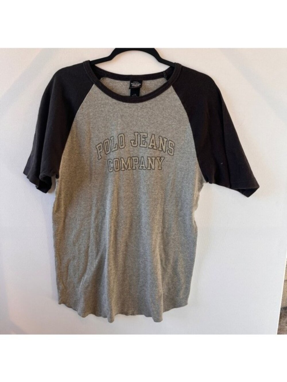 Ralph Lauren Polo Jeans Company Gray/Black Logo T-Shirt Large Grunge Gothic